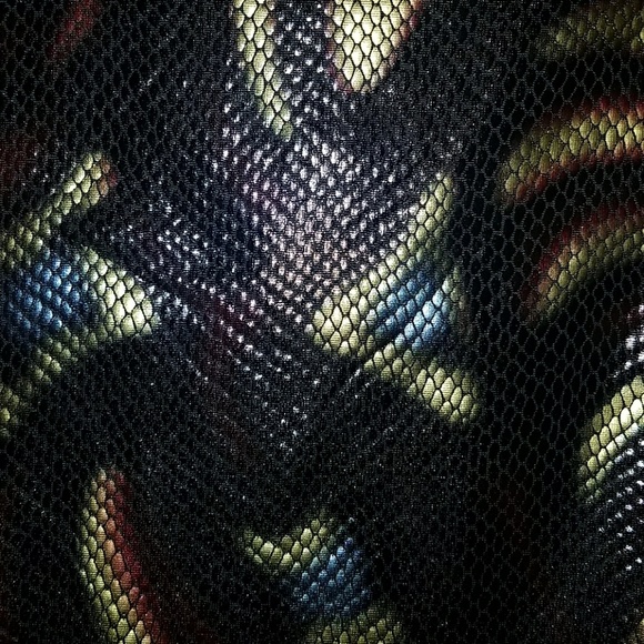 Tatyana CAT EYE SNAKE Jacket Bettie Page Stretch Gold Brown Vegan Leather Bolero - Picture 3 of 8